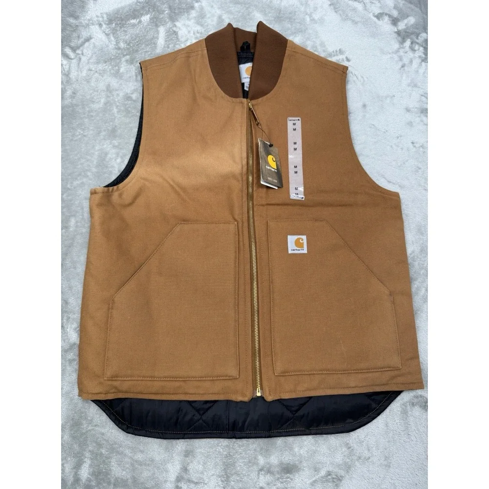 Carhartt Canvas Vest Mens Medium Brown Firm Insulated Work Quilted V01-BRN NWT